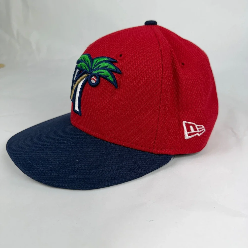 New Era Modesto Nuts MiLB 59FIFTY Fitted‎ Hat Red Navy Blue Size 6 3/4
